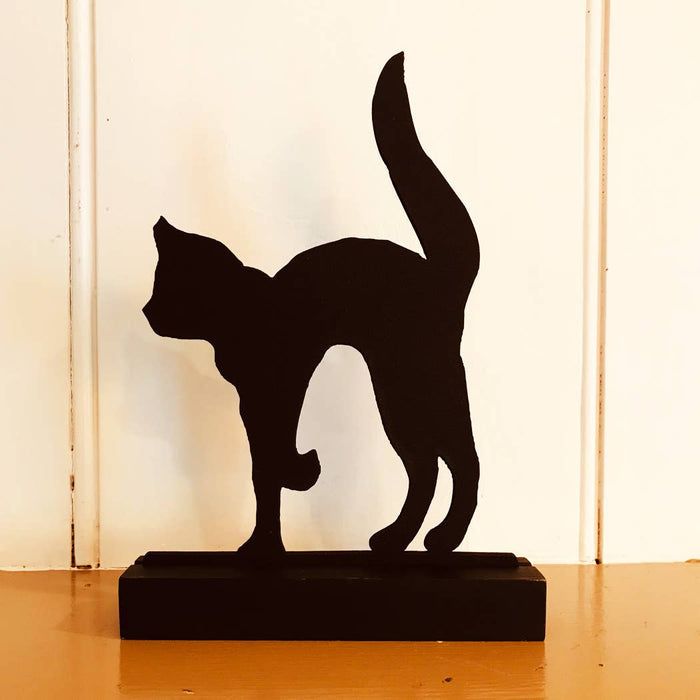 Wooden "Black Cat" Silhouette Halloween Tabletop Decor