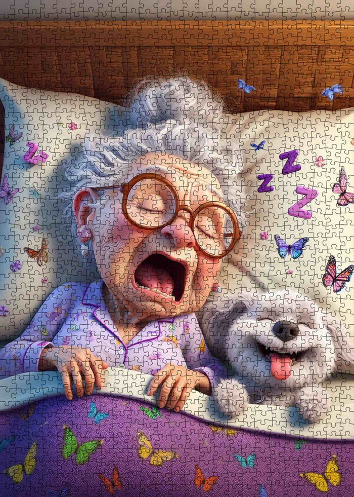 Yawning Grandma Bedtime Companion Jigsaw Puzzle