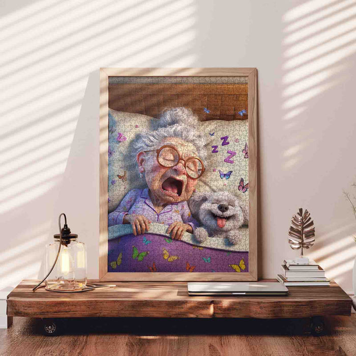 Yawning Grandma Bedtime Companion Jigsaw Puzzle