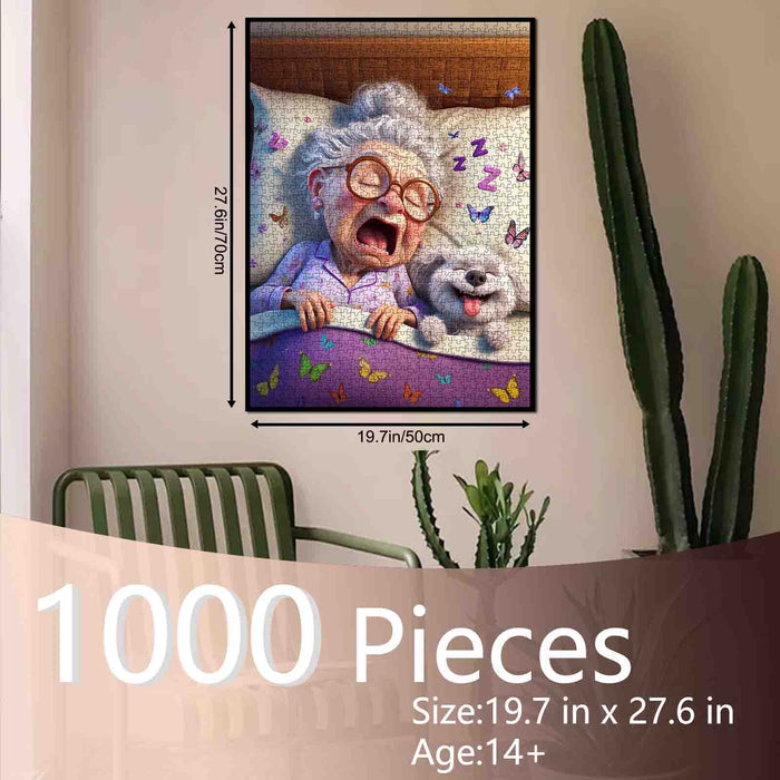 Yawning Grandma Bedtime Companion Jigsaw Puzzle