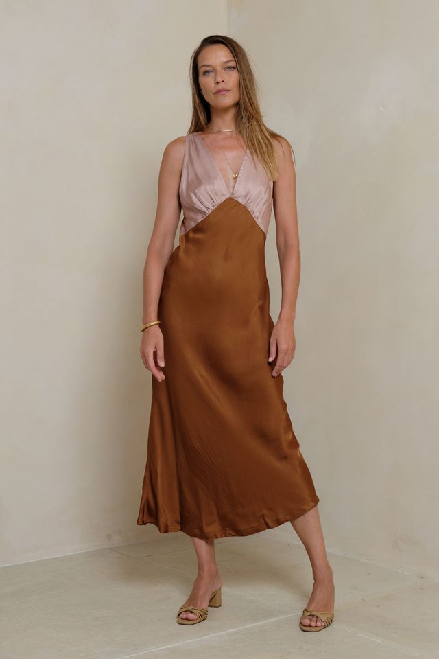 Zanita Dress - Patchwork Rust and Rose