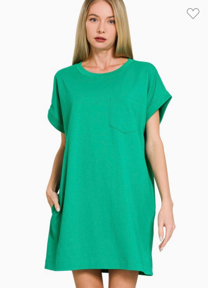 Zenana Premium Cotton T-shirt Dress with pocket