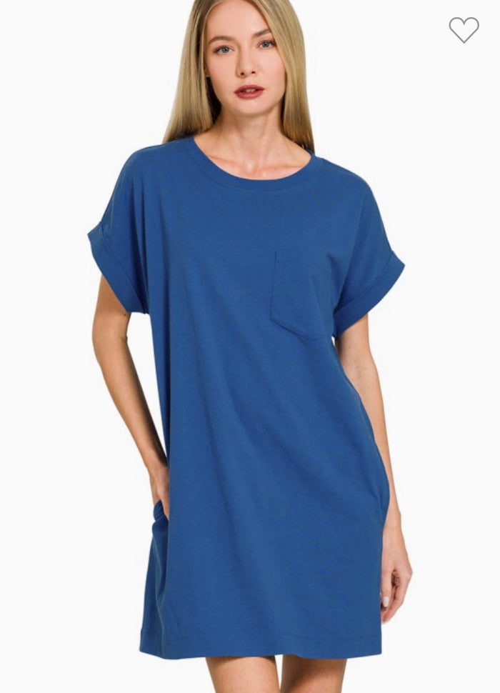 Zenana Premium Cotton T-shirt Dress with pocket