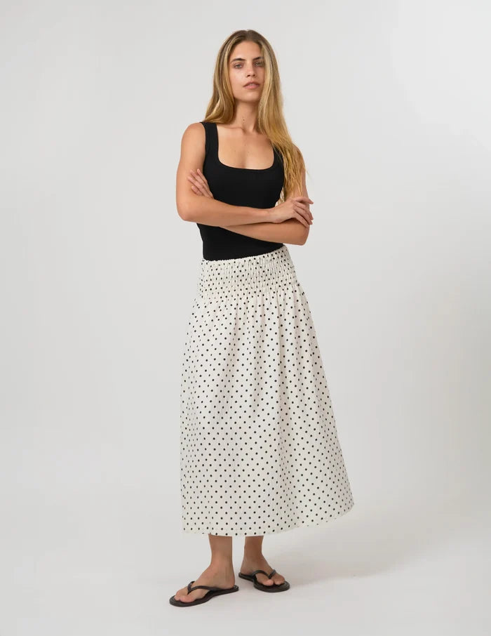 Zita Skirt - White/Black Spot