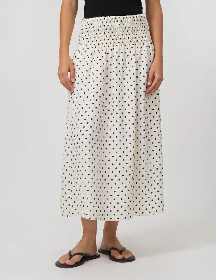 Zita Skirt - White/Black Spot